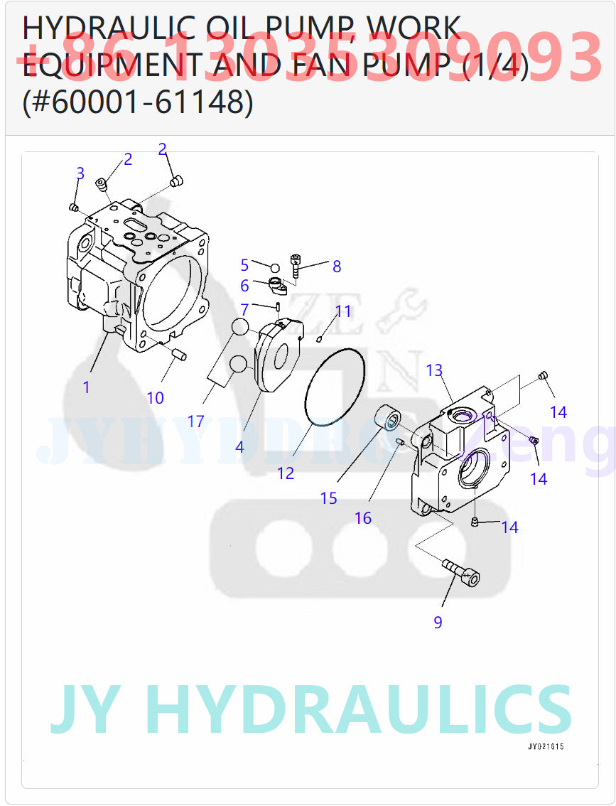 KOMATSU D31EX-22 D31PX-22 D37EX-22 D37EX-22 D37PX-22 D39EX-22 D39PX-22 BULLDOZERS 708-1T-00551 708-1T-01551 Pump Assembly Parts