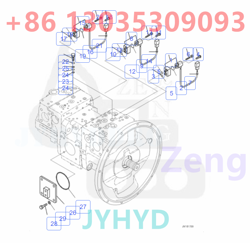 KOMATSU 708-2J-00030 708-2J-01030 HYDRAULIC PUMP ROTARY GROUP