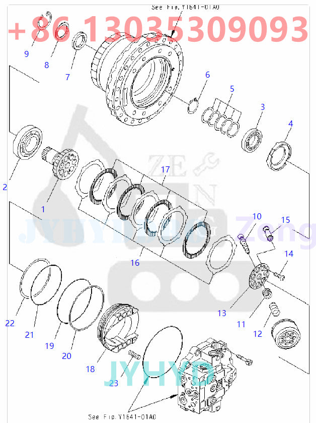 KOMATSU 706-8J-01012 FINAL DRIVE TRVAEL MOTOR ROTARY GROUP AND SPARE PARTS