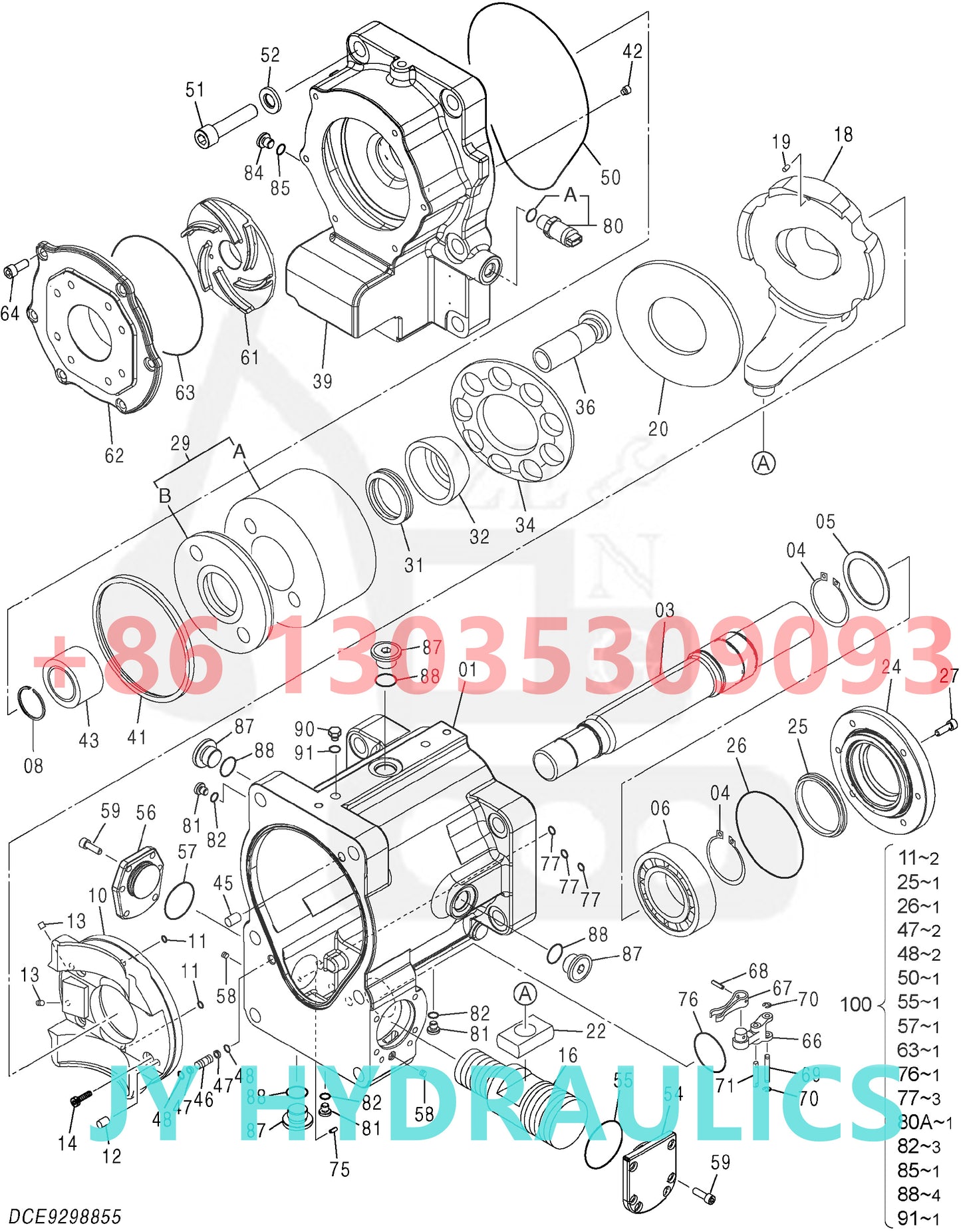 HITACHI ZX670LC-5G ZX670LCH-5G ZX670LCR-5G ZX870-5G ZX870H-5G ZX870LC-5G ZX870LCR-5G EXCAVATOR YB60000246 9298855 HYDRAULIC PUMP ROTARY GROUP