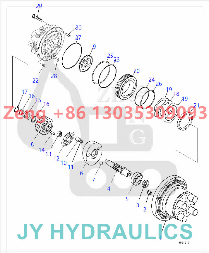 KOMATSU PC27MR-3 PC30MR-3 PC35MR-3 excavator 22F-60-31100 travel motor rotary group and spare parts