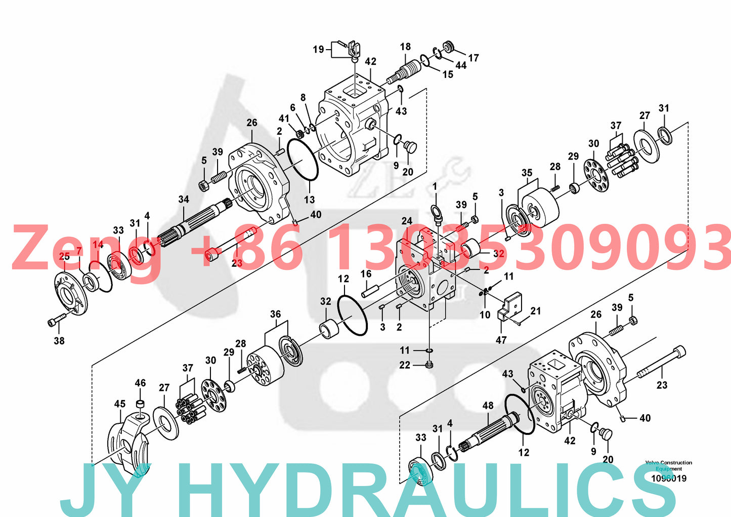 VOLVO EC300D EC300E PL3005D PL3005E excavator hydraulic pump rotary group and spare parts