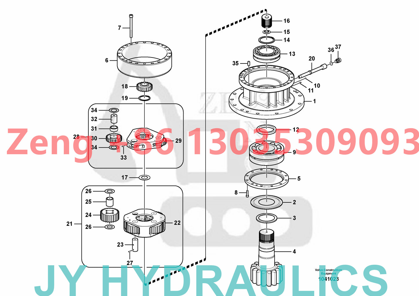 VOLVO EC300D SWING REDUCTION GEARBOX PARTS
