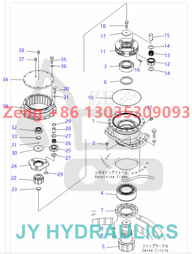 KOMATSU PC350LC-8 EXCAVATOR SWING REDUCTION GEARBOX PARTS