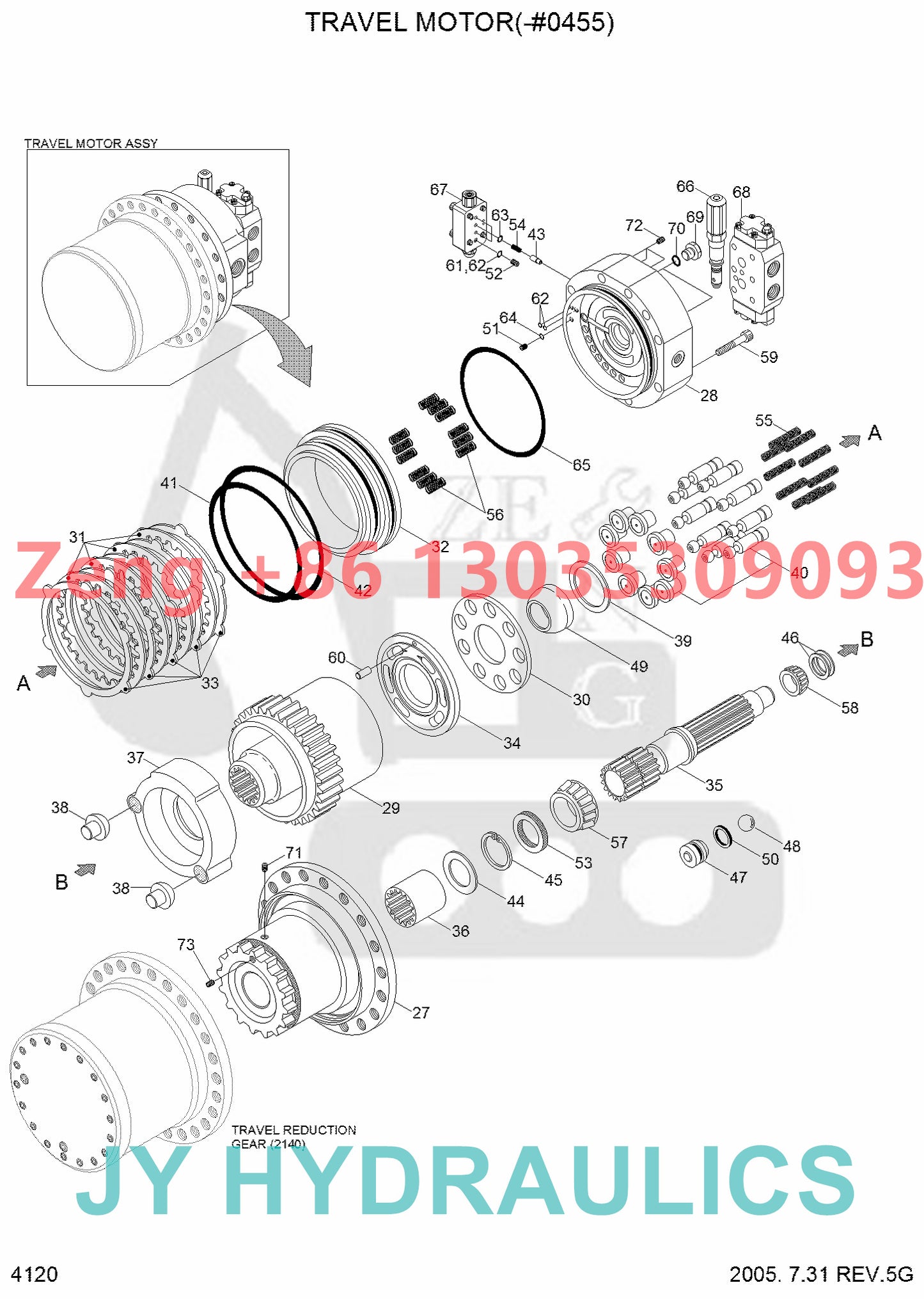 Hyundai R250LC-7 R290LC-7 R305LC-7 R320LC-7 excavator 31N9-40010 XJCK-00123 XJCK-00139 travel motor parts
