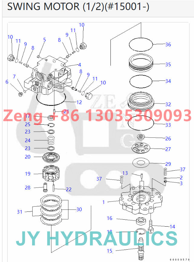 KOMATSU PC30MR-2 PC30MR-3 PC35MR-2 PC35MR-3 excavator 708-7R-00360 swing motor parts