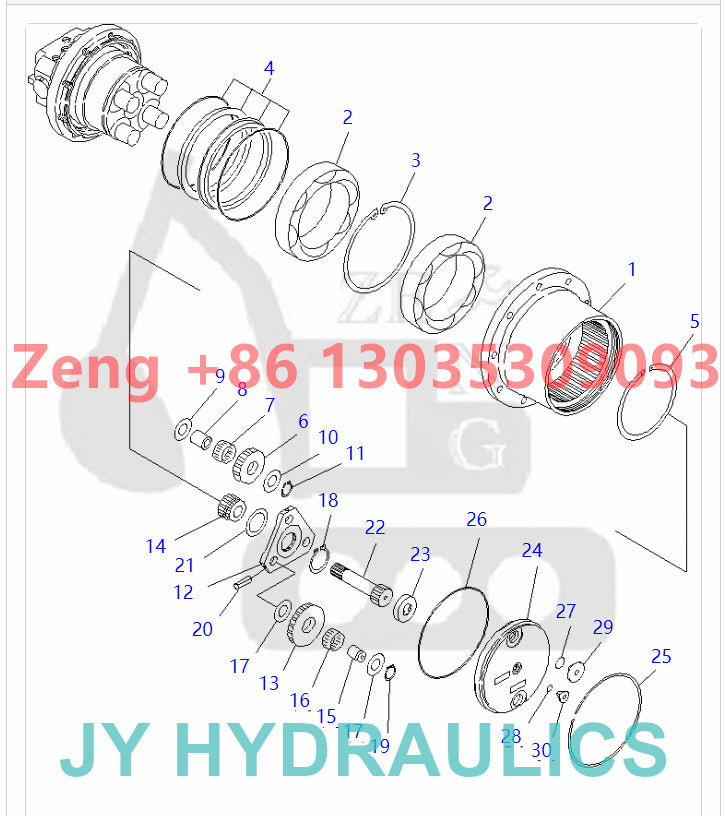 KOMATSU PC35MR-3 excavator final dirve travel reduction gearbox parts