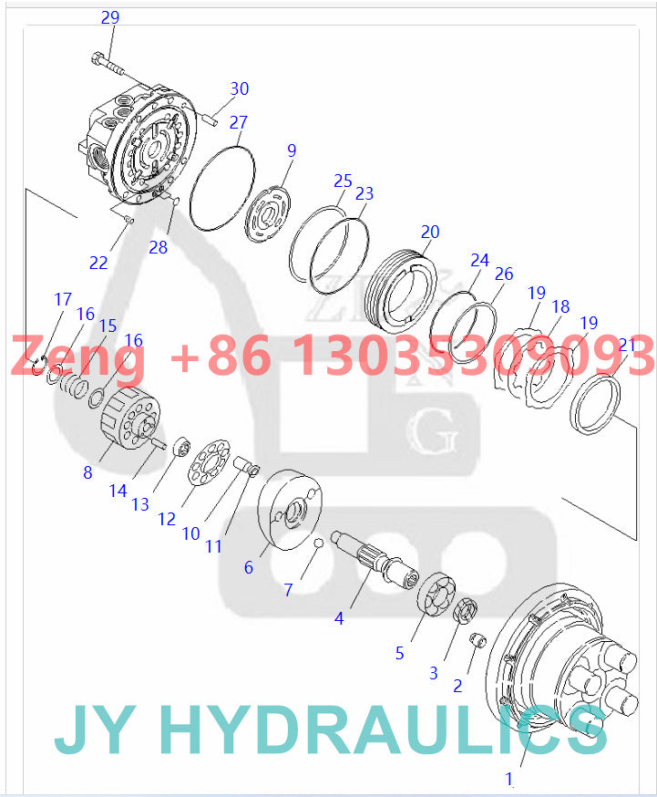 KOMATSU PC27MR-3 PC30MR-3 PC35MR-3 excavator 22F-60-31100 travel motor parts