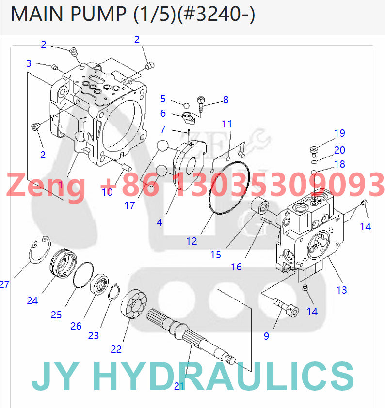 Komatsu PC35MR-1 PC38UU-3 excavator 708-3S-00331 708-3S-00332 708-3S-01320 708-3S-01321 hydraulic pump rotary group and spare parts