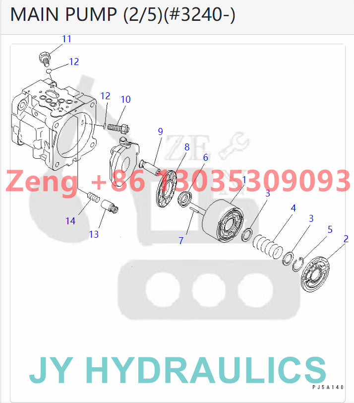 Komatsu PC35MR-1 PC38UU-3 excavator 708-3S-00331 708-3S-00332 708-3S-01320 708-3S-01321 hydraulic pump parts