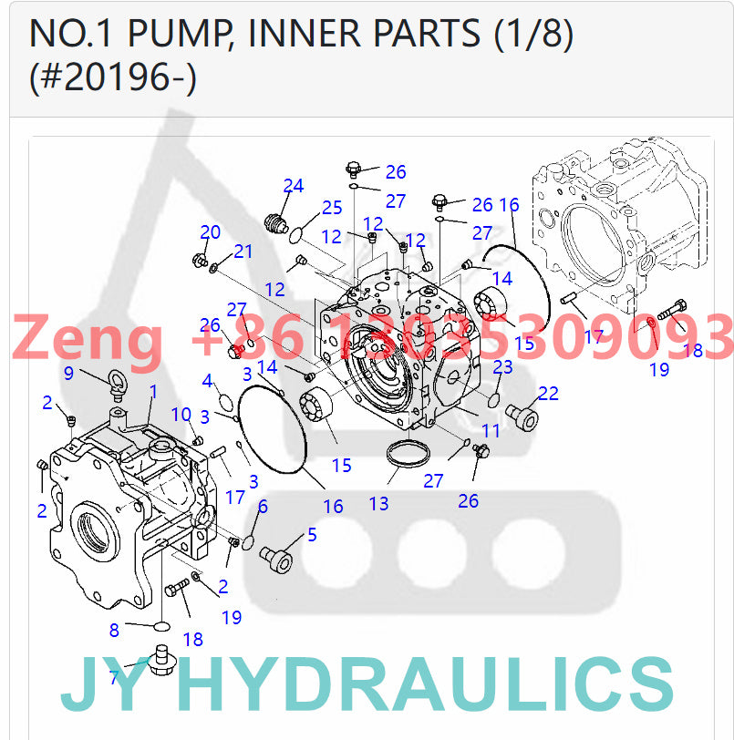 KOMATSU PC2000-8 EXCAVATOR 708-2K-00122 708-2K-01123 HYDRAULIC PUMP ROTARY GROUP