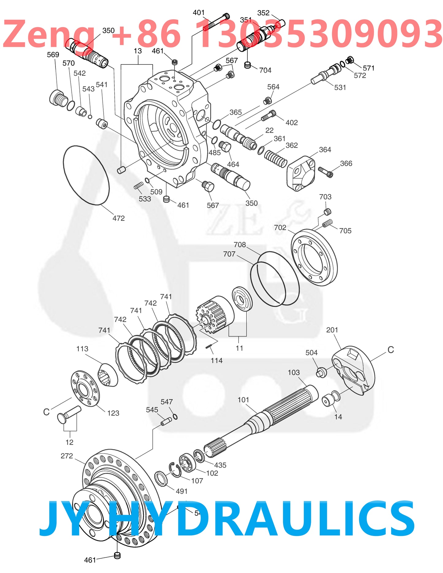 DOOSAN DX340LC DX350LC EXCAVATOR K1003132 170403-00104 FINAL DRIVE TRAVEL MOTOR ROTARY GROUP