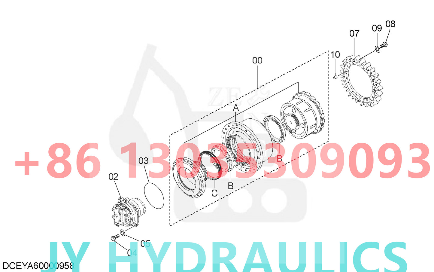 HITACHI ZX670LC-5B ZX670LC-5G ZX670LCH-5B ZX670LCH-5G ZX670LCR-5G ZX870-5G ZX870H-5G ZX870LC-5B ZX870LC-5G ZX870LCH-5G ZX870LCR-5G EX1200-6 EXCAVATOR 4688059 YA60000958 TRAVEL MOTOR PARTS