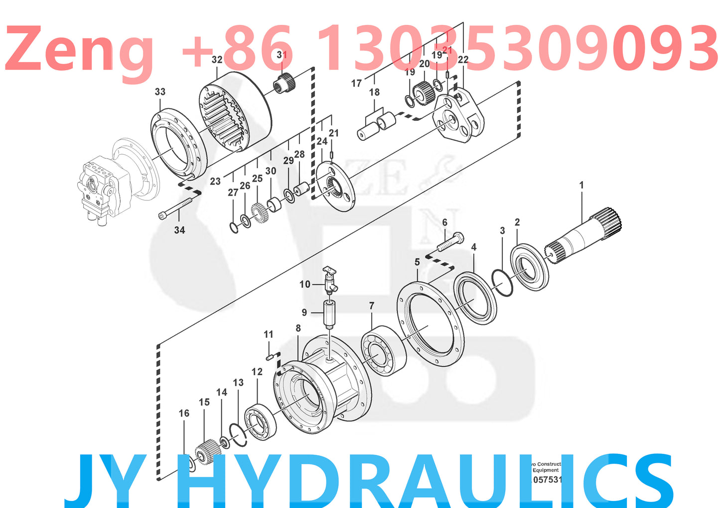 VOLVO EC480D EC480DHR EC480E EC480EHR PL4809D EXCAVATOR VOE14612482 VOE14673219 SWING MOTOR PARTS