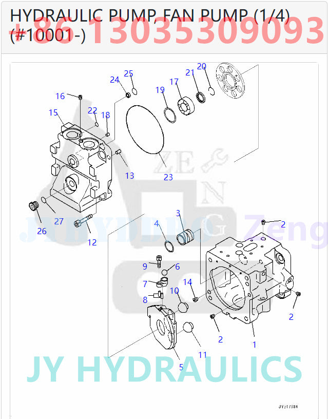 KOMATSU WA500-7 LOADER HYDRAULIC PUMP FAN PUMP PARTS