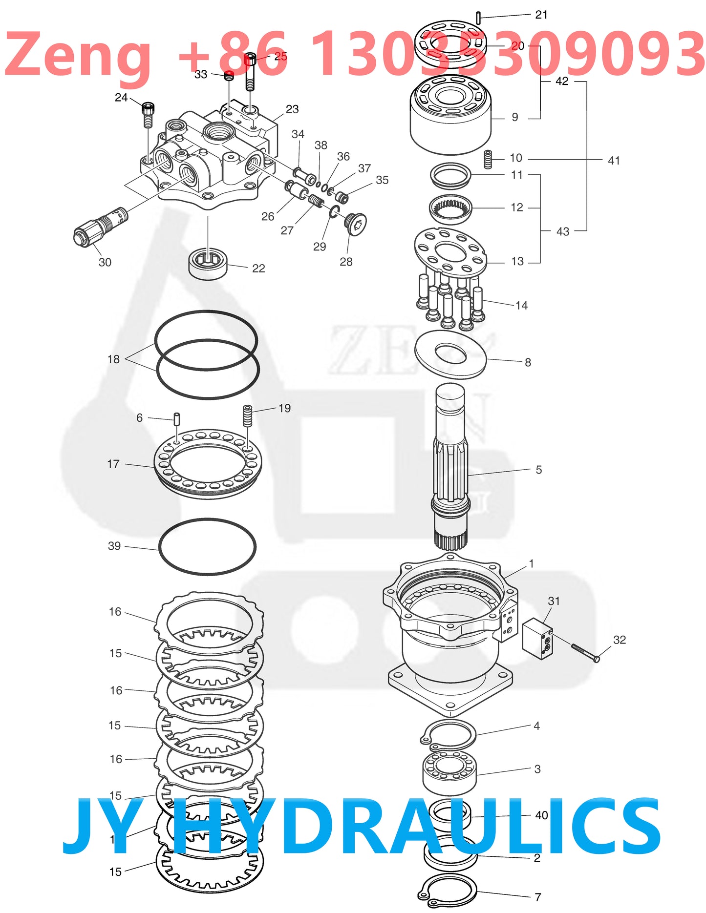 DOOSAN DX340LC DX340LCA DX350LC DX360LCA DX420LC EXCAVATOR K1007543A SWING MOTOR ROTARY GROUP