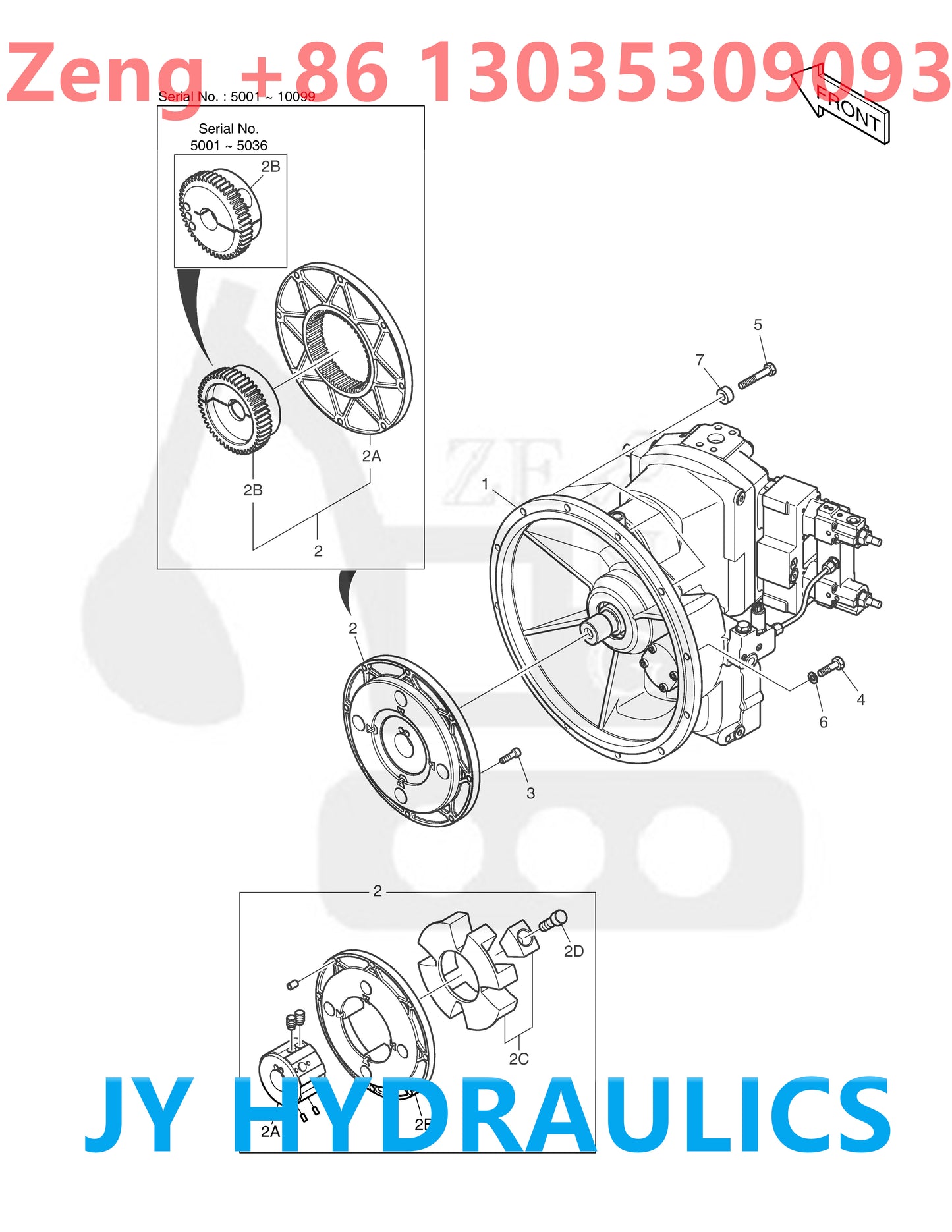 DOOSAN DX480LC DX520LC DX520LCA EXCAVATOR K1000288B 400914-00252 *NA00911 HYDRAULIC PUMP PARTS