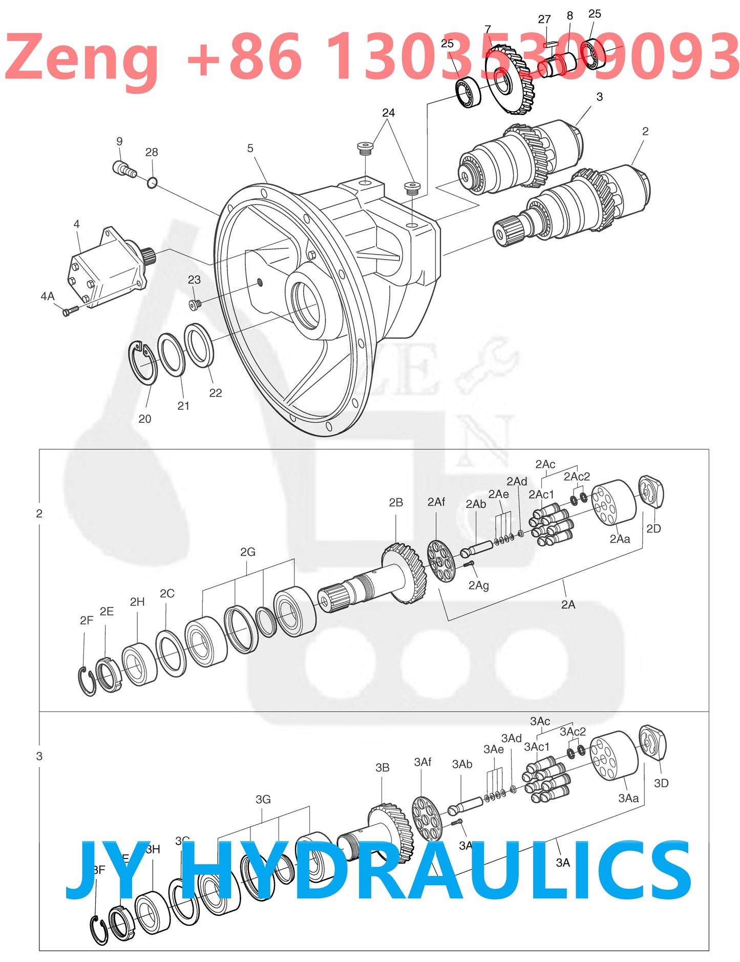DOOSAN DX480LC DX520LC DX520LCA EXCAVATOR K1000288B 400914-00252 *NA00911 HYDRAULIC PUMP ROTARY GROUP AND SPARE PARTS