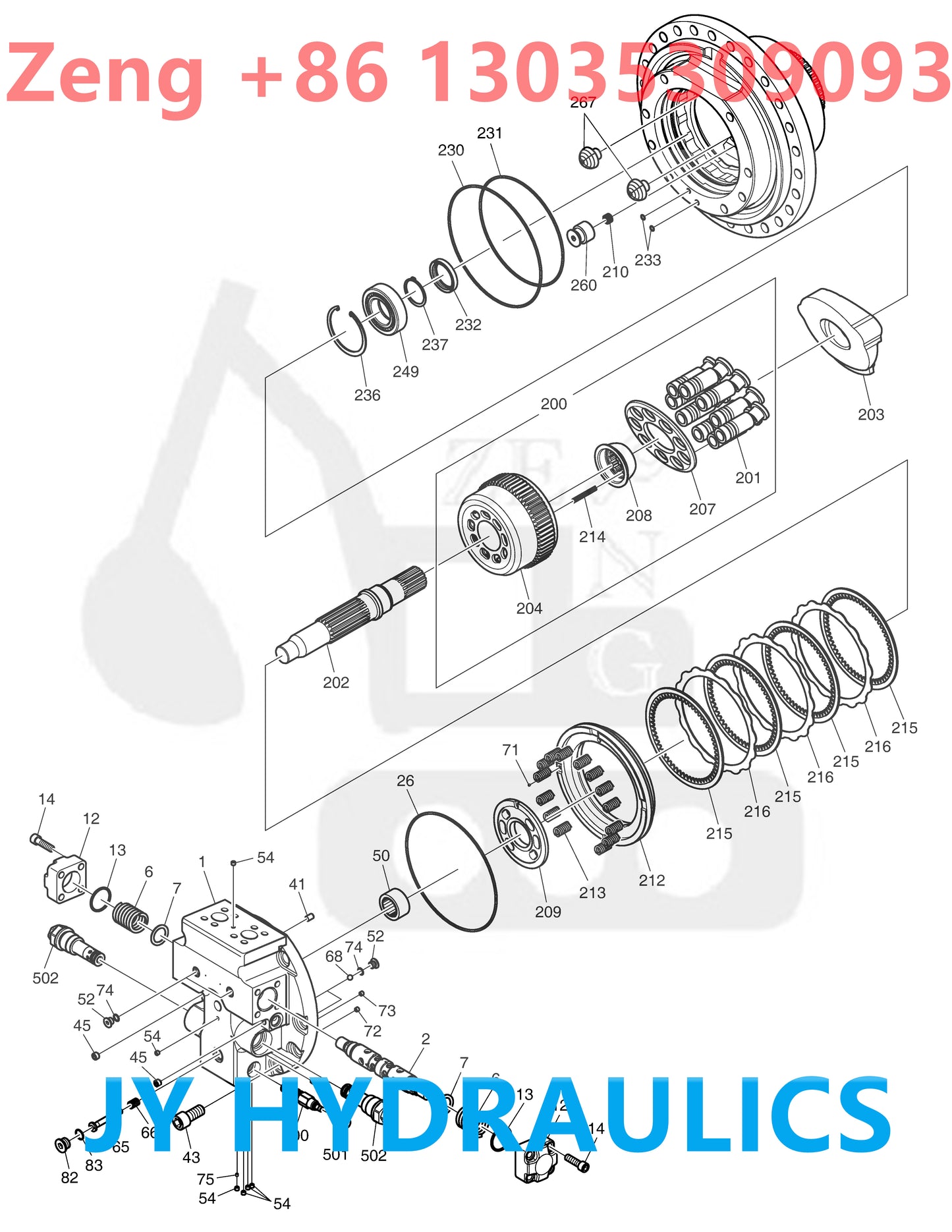 DOOSAN DX520LC DX520LCA TRAVEL MOTOR 10099- ROTARY GROUP