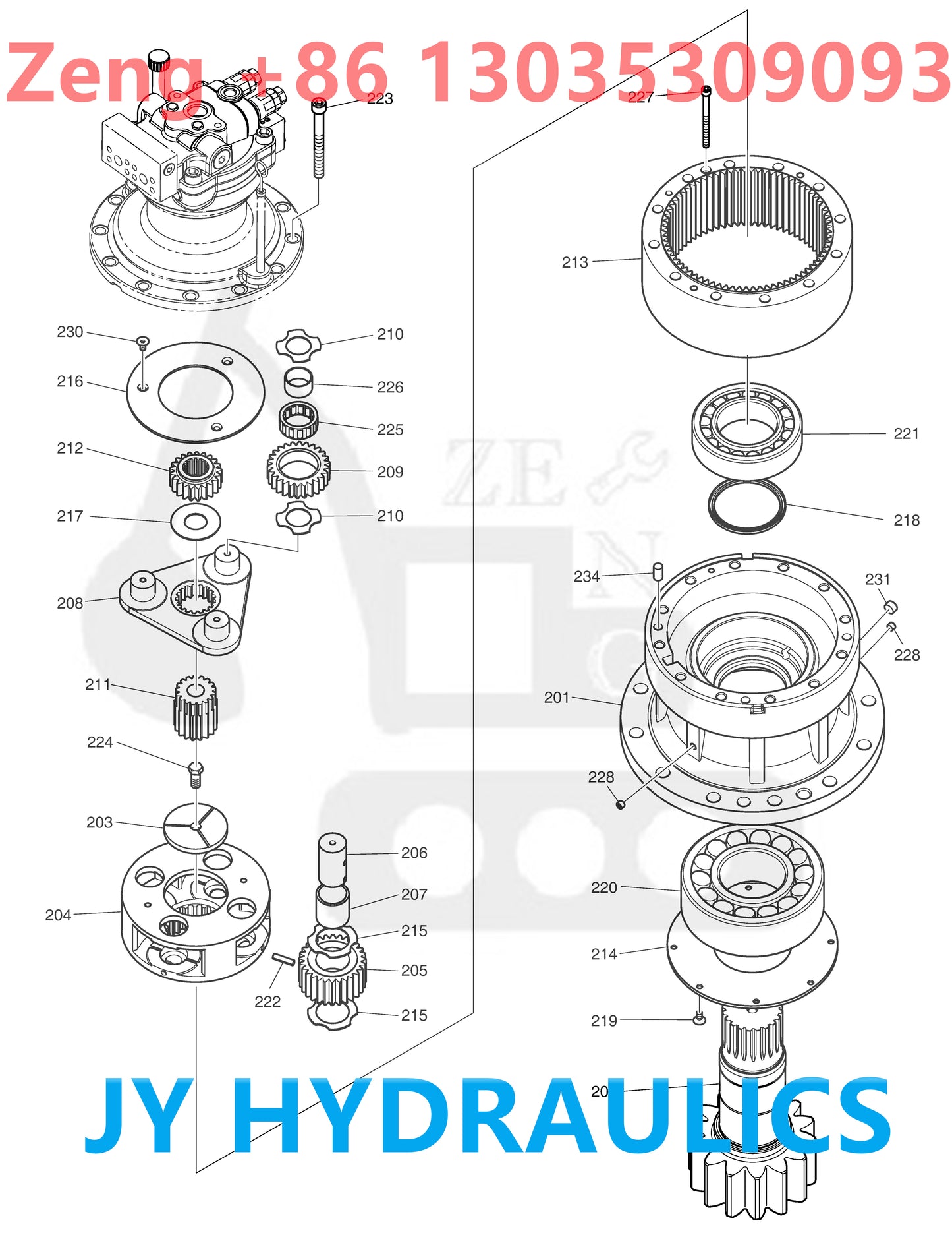 DOOSAN DX300LC-5 SWING REDUCTION GEARBOX PARTS