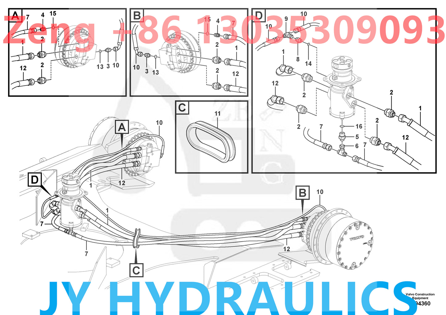 VOLVO EC200D EXCAVATOR VOE14719059 VOE14715510 TRAVEL MOTOR ROTARY GROUP AND SPARE PARTS