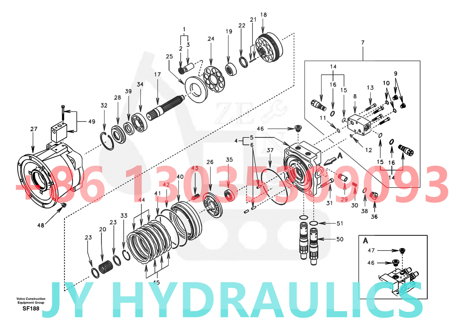 VOLVO EC460 EXCAVATOR SA1142-07410 SA7118-30030 SWING MOTOR PARTS