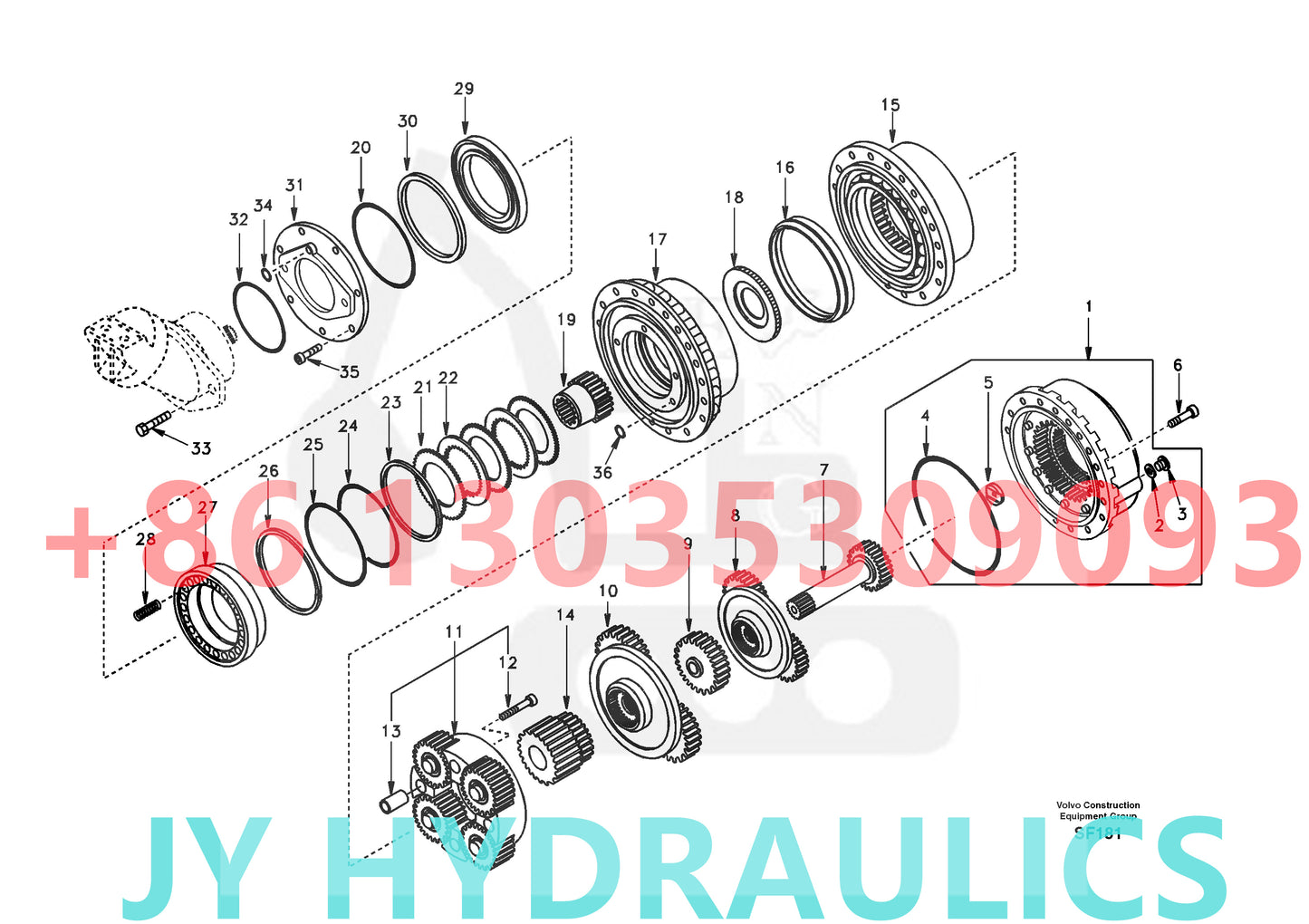 VOLVO EC460 EC460B EC480D FB2800C FBR2800C EXCAVATOR SA1143-01100 TRAVEL REDUCTION GEARBOX PARTS