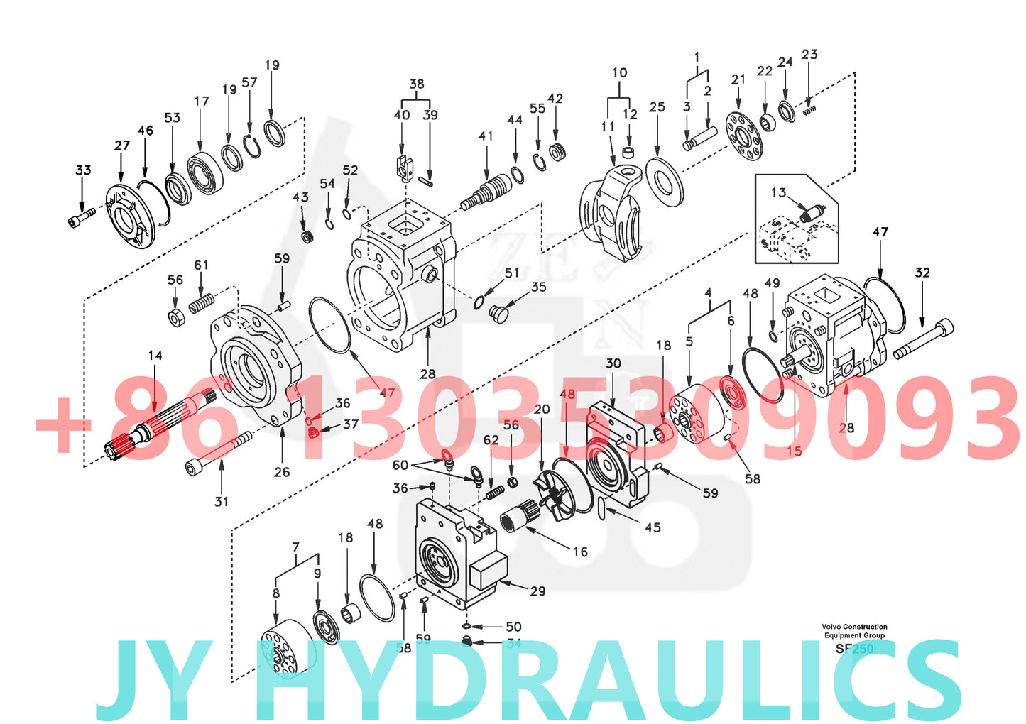 VOLVO EC460 EXCAVATOR SA1142-06230 HYDRAULIC PUMP PARTS
