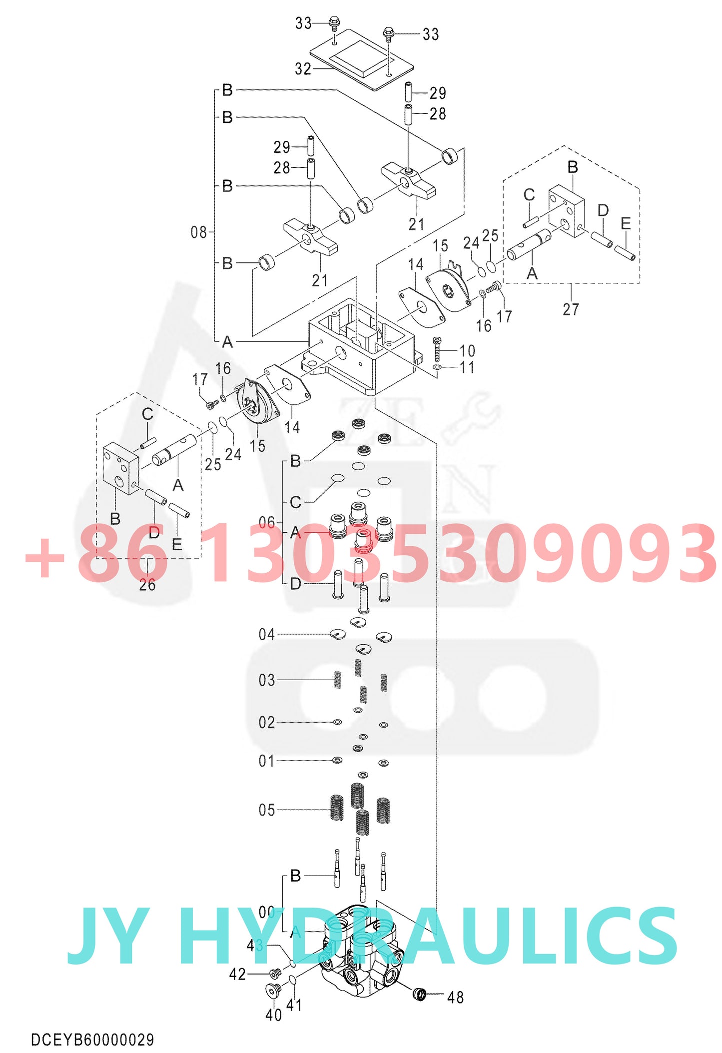 HITACHI ZX670LC-5G EXCAVATOR TRAVEL MOTOR YB60000029 YB60000033 PILOT VALVE 9226367 PUSHER ASSY
