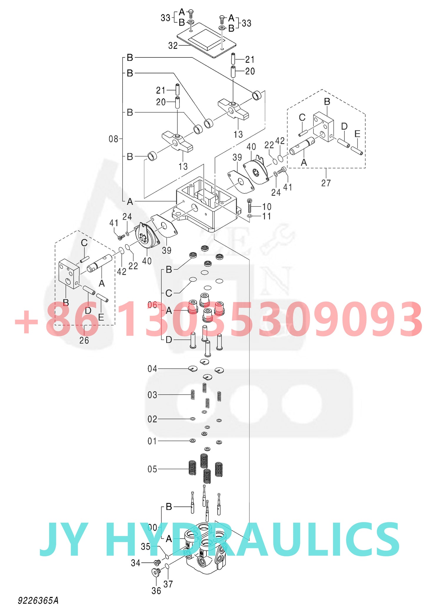 HITACHI ZX450-3 EXCAVATOR TRAVEL MOTOR 9226365 9235551 PILOT VALVE 9226367 PUSHER ASSY
