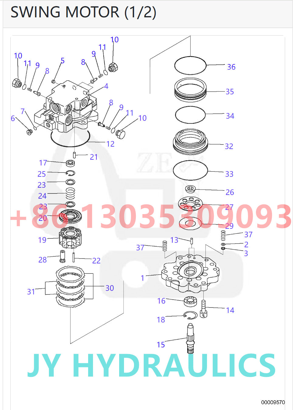 KOMATSU PC30MR-2 PC30MR-2-B PC30MR-2-D PC30MR-3 PC35MR-2-A PC35MR-2-B PC35MR-3 EXCAVATOR 708-7R-00360 SWING MOTOR ROTARY GROUP