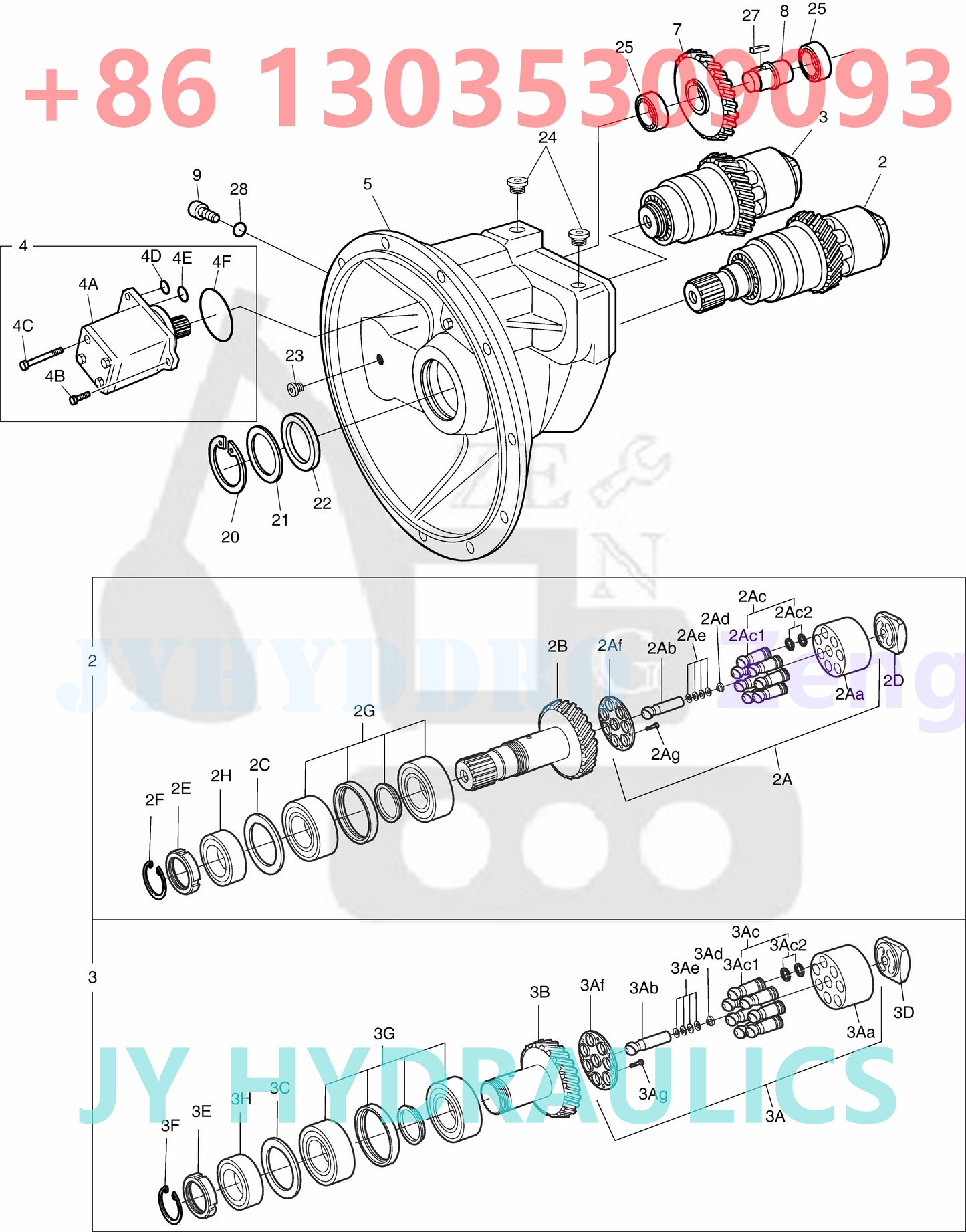 DOOSAN SOLAR 420LC-V EXCAVATOR 401-00255 401-00255B HYDRAULIC MAIN PUMP ROTARY GROUP AND SPARE PARTS
