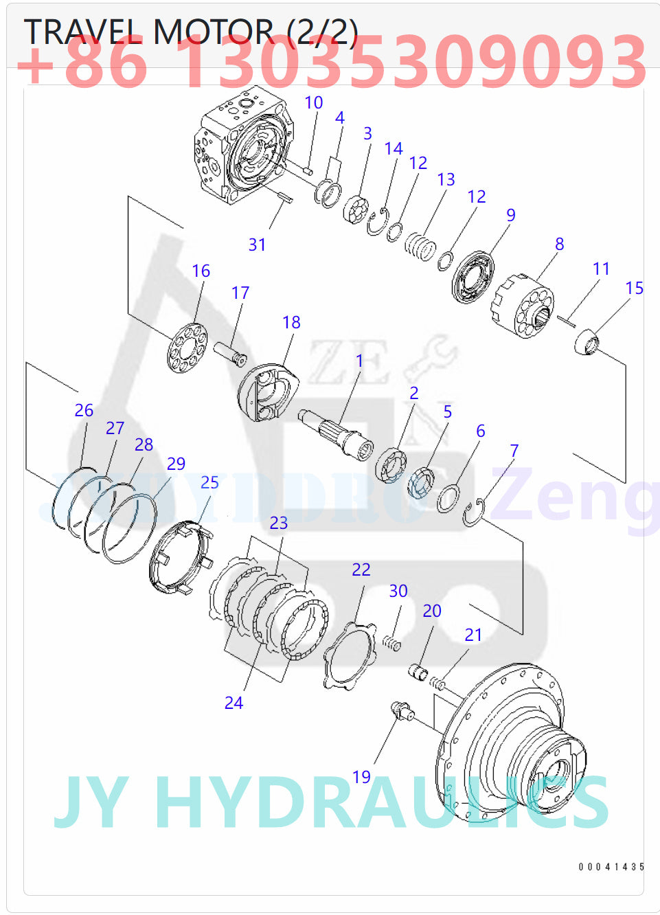KOMATSU HB205-1 HB215LC-1 PC200-8 / PC200LC-8 PC200-8 PC200-8E0 PC200LC-8 PC200LC-8E0 PC210-8K PC210LC-8K PC210NLC-8K EXCAVATOR 708-8F-00250 TRAVEL MOTOR ROTARY GROUP AND SPARE PARTS