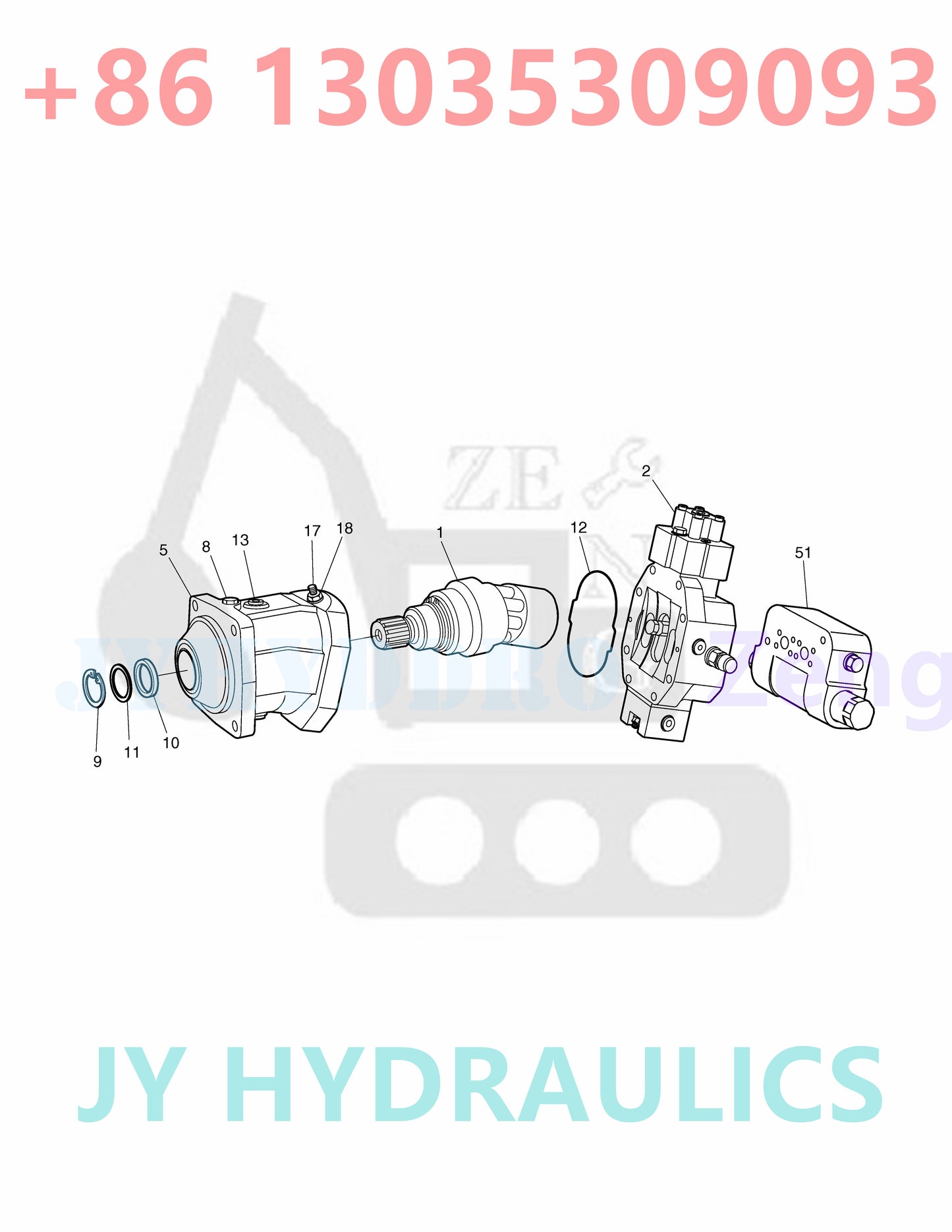 DOOSAN DX210W WHEEL EXCAVATOR K1005191 170403-00075 TRAVEL MOTOR ROTARY GROUP AND SPARE PARTS