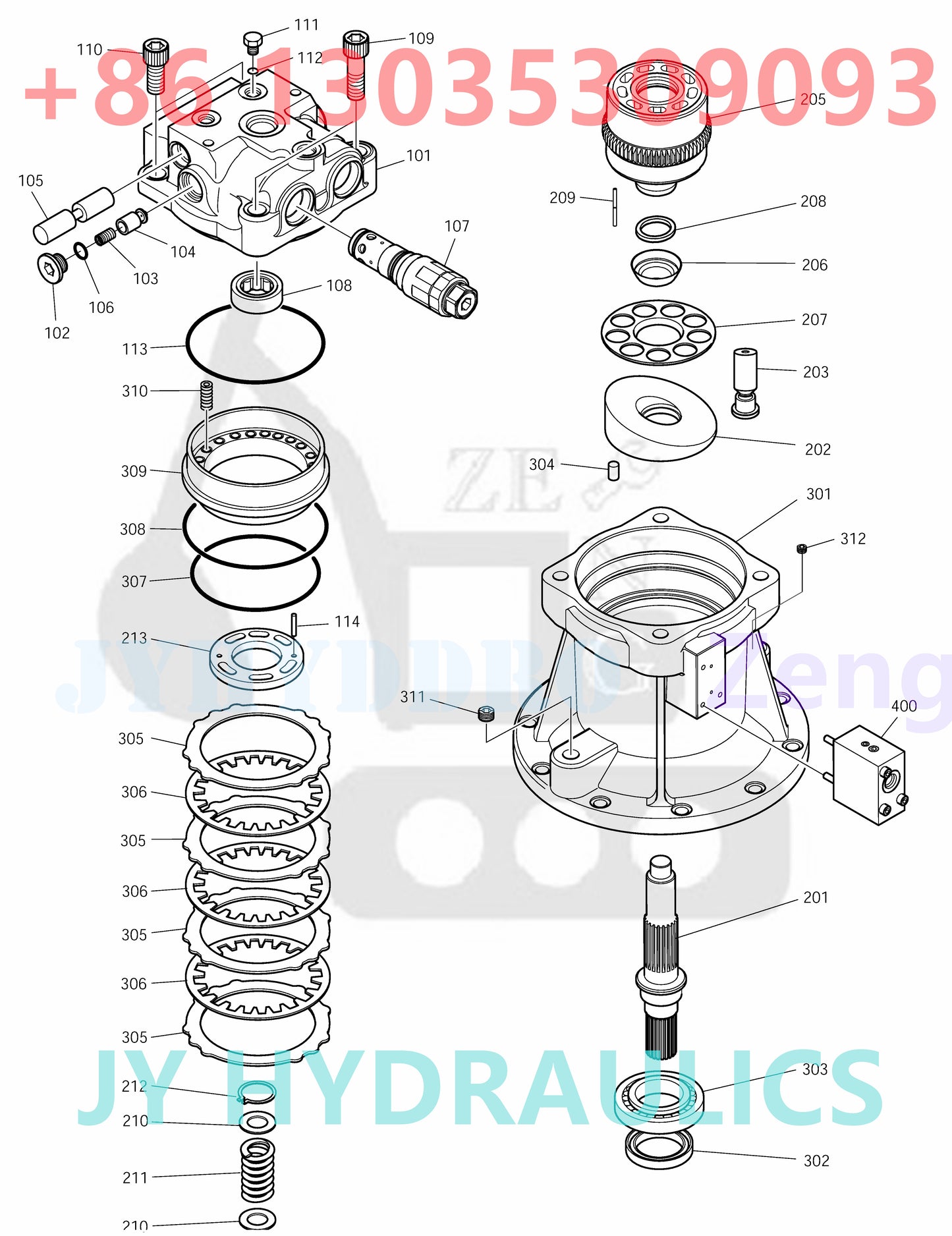 DOOSAN DX140LC DX140W / DX160W TIER-II DX140W TIER-III DX140W/DX160W DX160LC DX160W RAIL WAY EXCAVATOR 170303-00001 K1000101 SWING MOTOR PARTS