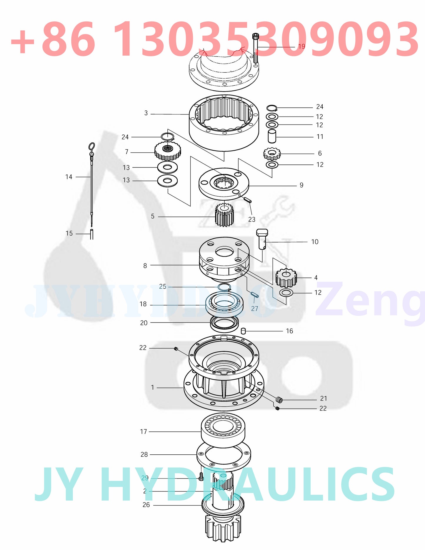 DOOSAN DX140W / DX160W TIER-II DX140W / DX160W TIER-III DX140W/DX160W DX160W RAIL WAY EXCAVATOR 170403-00077 401-00452B TRAVEL MOTOR ROATRY GROUP AND SPARE PARTS