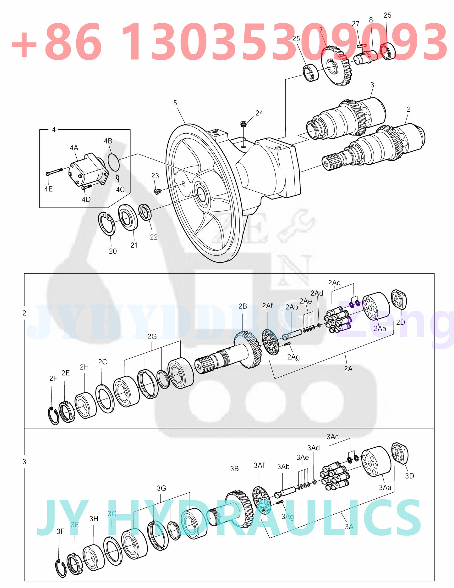 DOOSAN DX140W / DX160W TIER-II DX140W / DX160W TIER-III DX140W/DX160W DX160W RAIL WAY EXCAVATOR 170403-00077 401-00452B TRAVEL MOTOR ROTARY GROUP