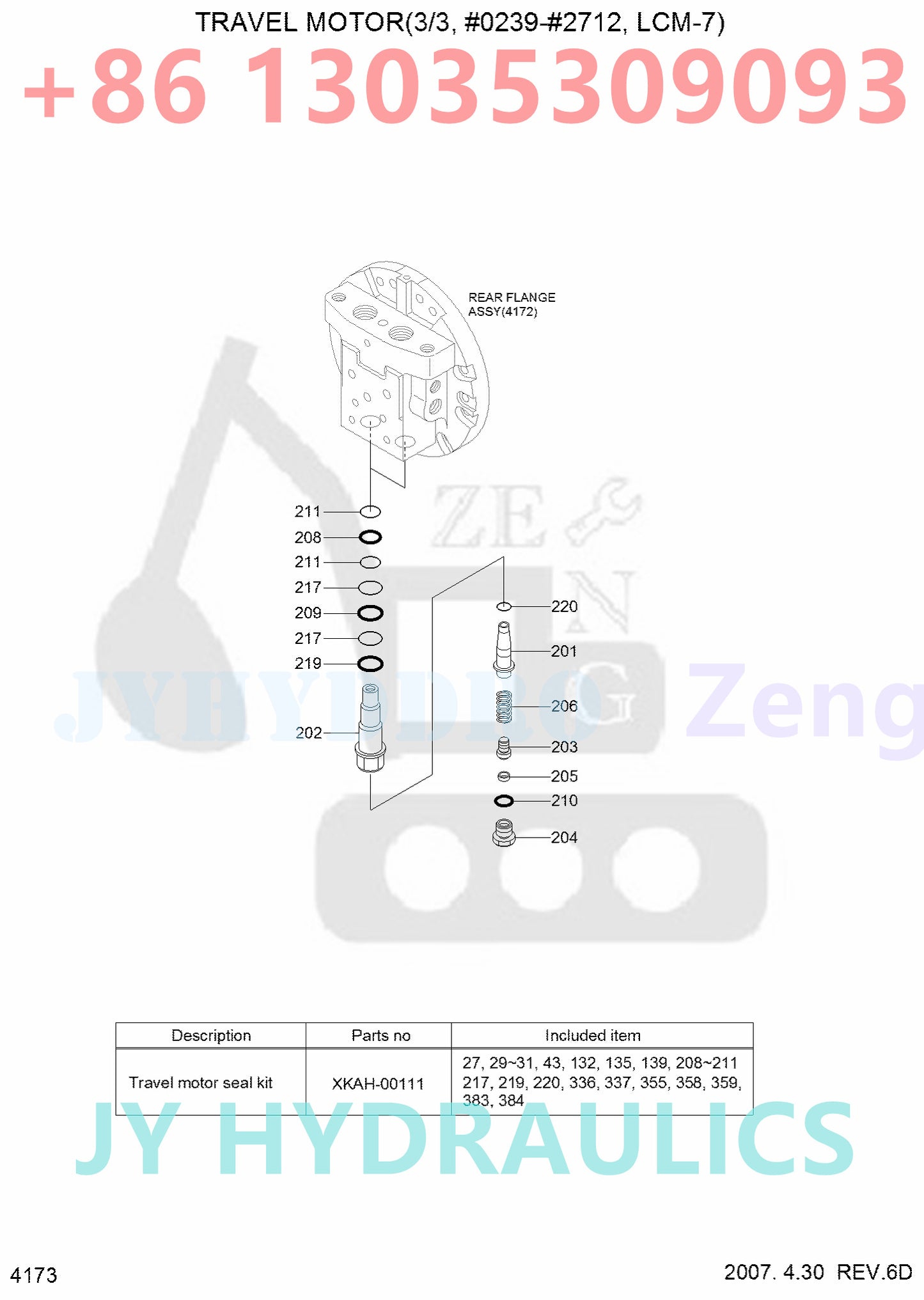 HYUNDAI R130LC-3 R140LC-7 R180LC-3 R200NLC-3 EXCAVATOR 31EL-40010 XKAH-00481 TRAVEL MOTOR PARTS