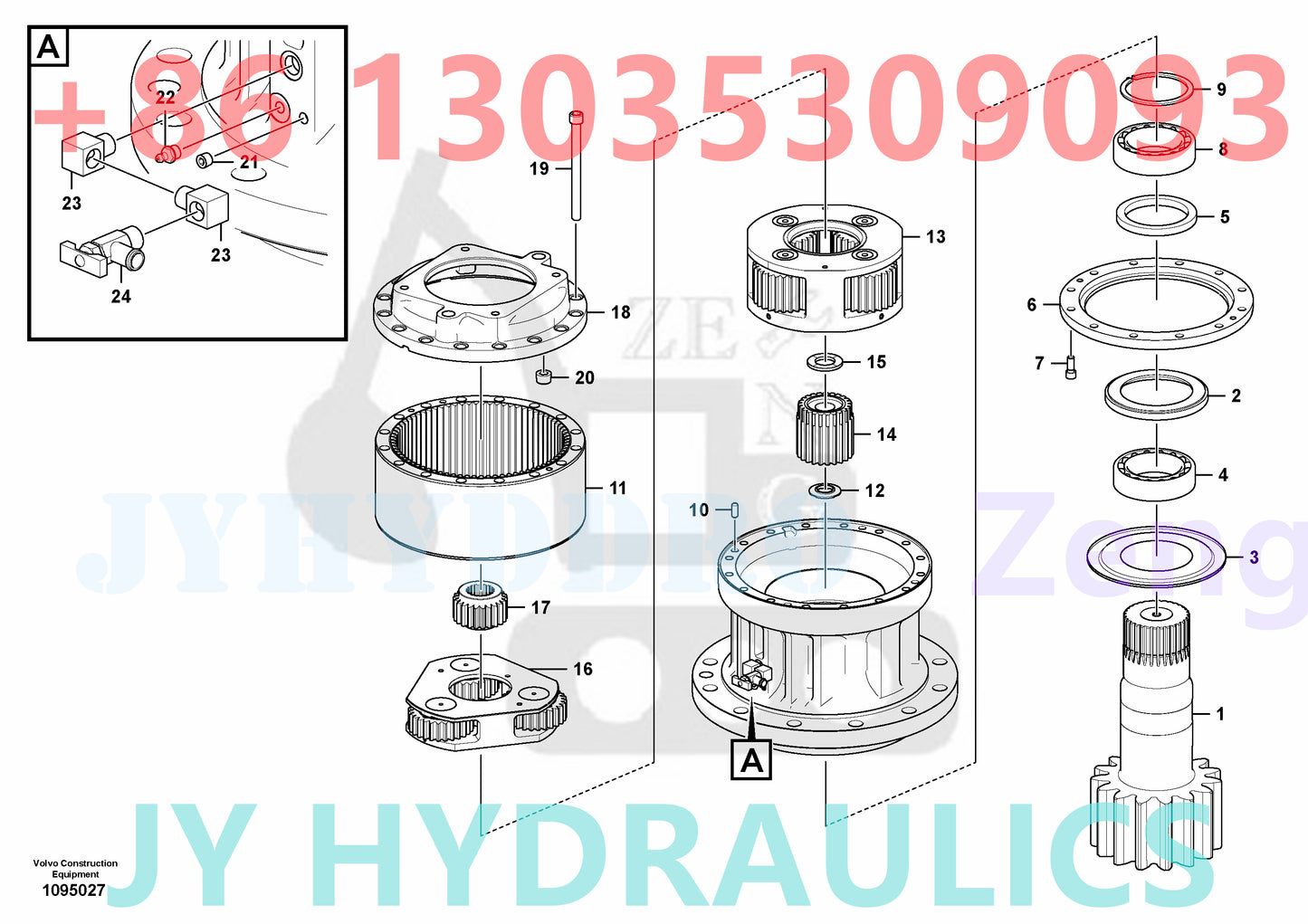 VOLVO EC380D EXCAVATOR Swing gearbox SN 212323126 270001-, 280001- NoneNone 8289022 Autodata Volvo online