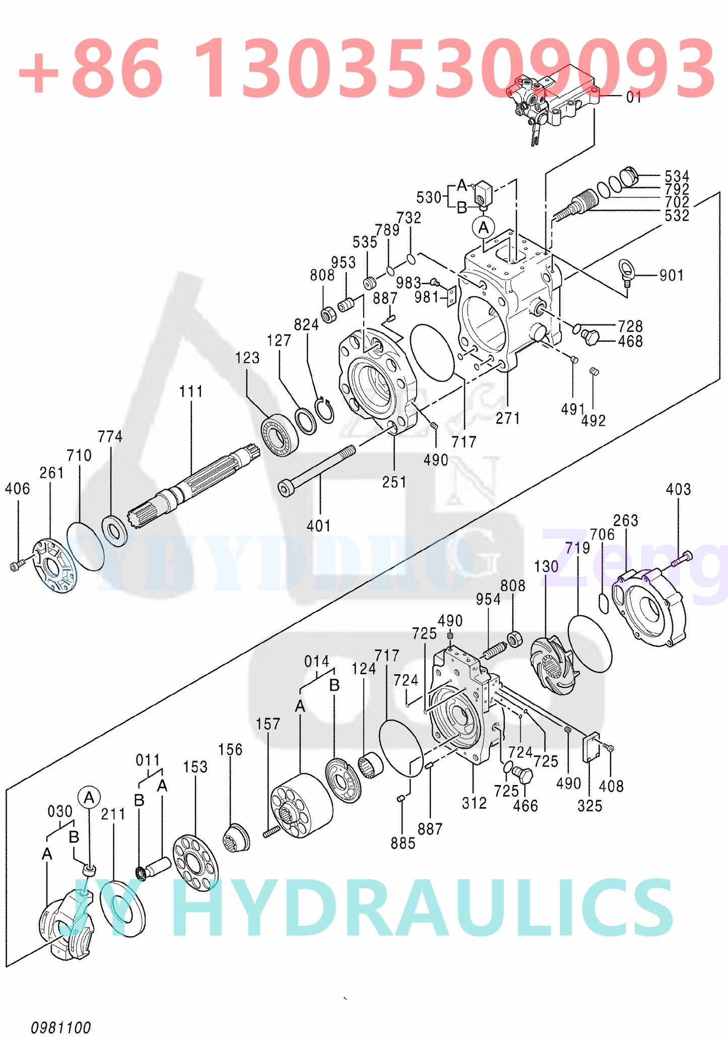 HITACHI EX1200-6 ZX650LC-3 ZX670LCH-3 ZX670LCR-3 ZX850-3 ZX850-3F ZX850LC-3-DH ZX870H-3 ZX870H-3F ZX870H-3-HCMC ZX870R-3 ZX870R-3F EXCAVATOR 4635645 HYDRAULIC PISTON PUMP ROTARY GROUP
