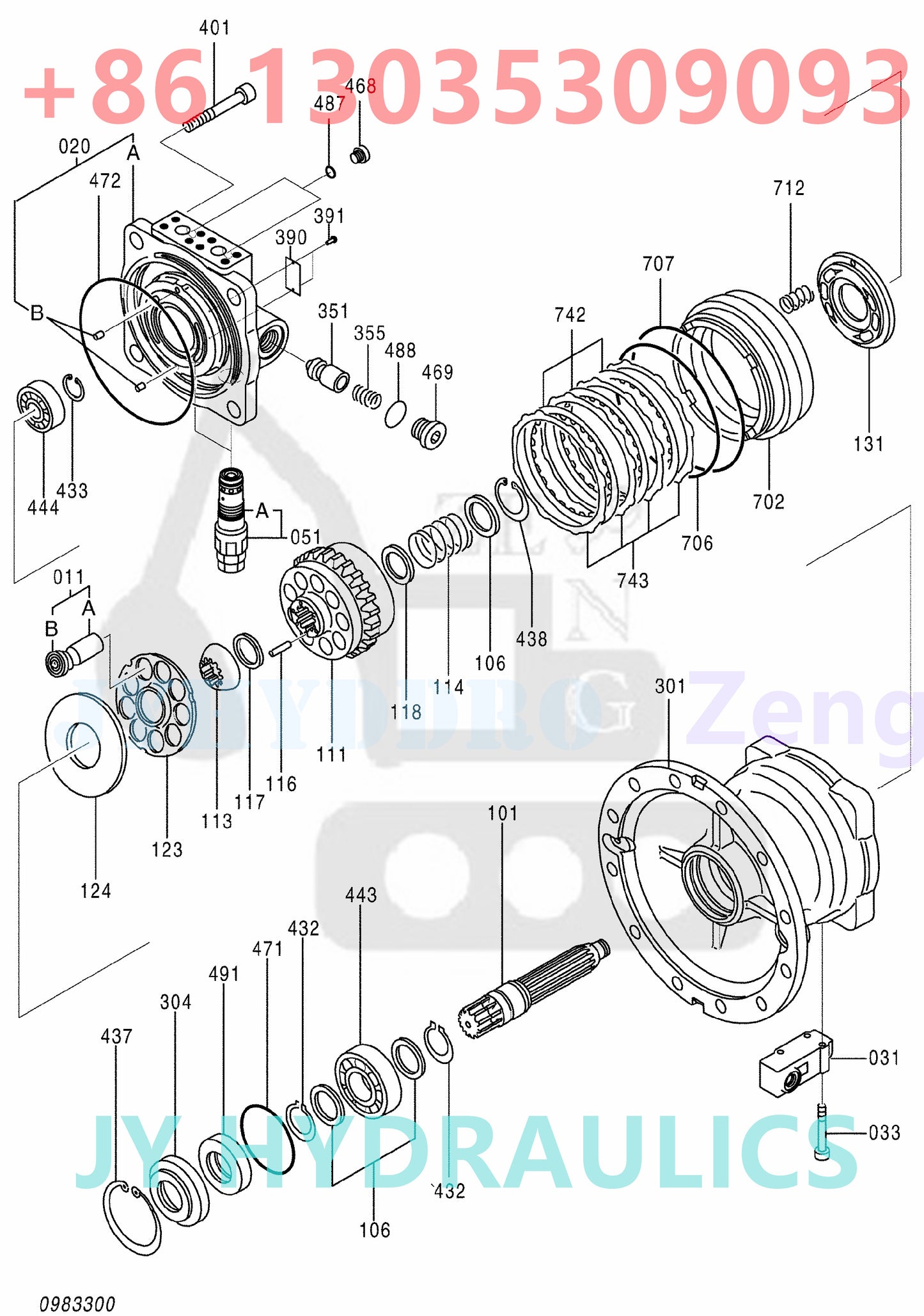 HITACHI ZX850-3 ZX850-3F ZX850LC-3-DH ZX870H-3 ZX870H-3F ZX870H-3-HCMC ZX870R-3 ZX870R-3F EXCAVATOR 4637117 SWING MOTOR PARTS