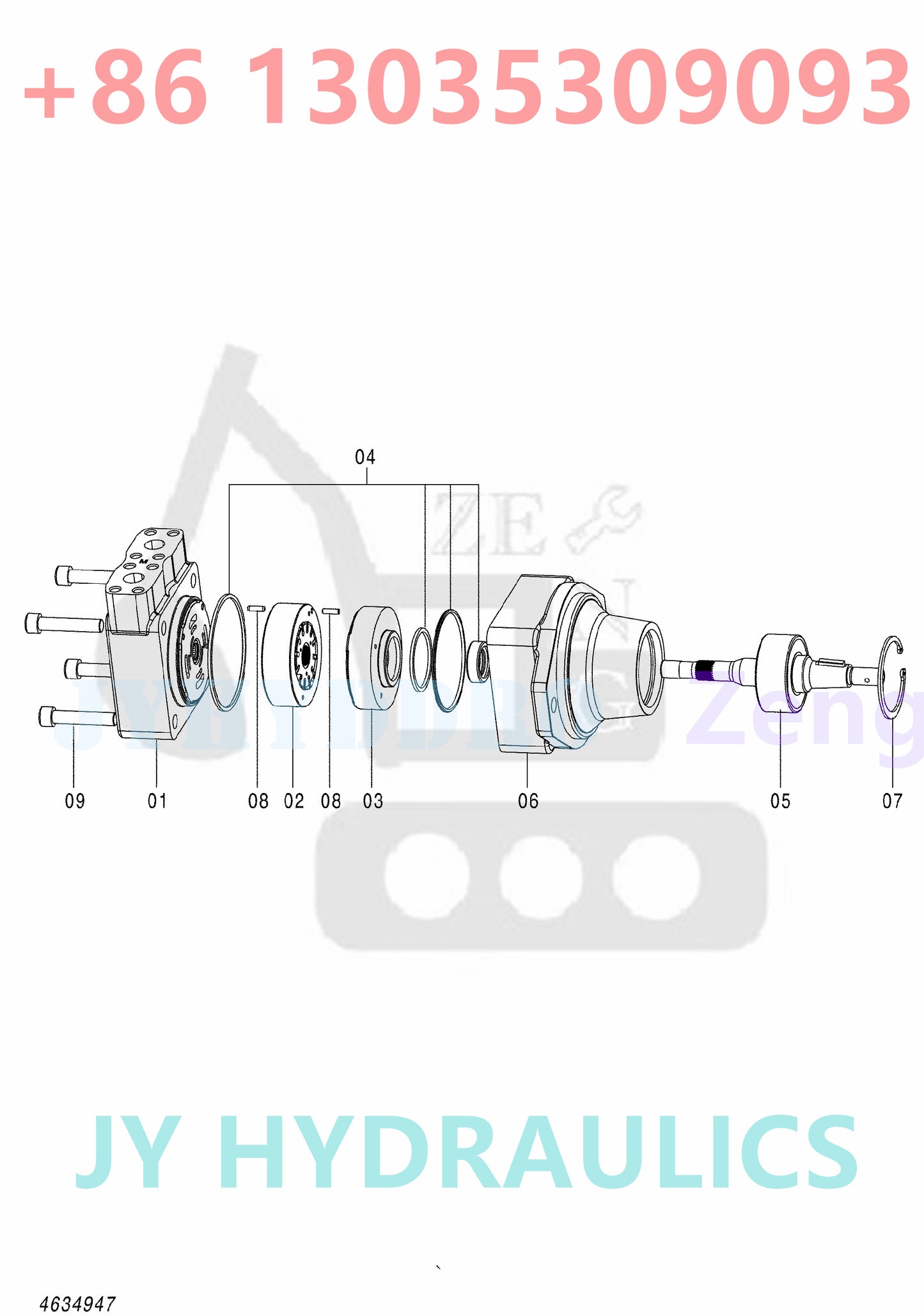 HITACHI ZX850-3 ZX850-3F ZX850LC-3-DH ZX870-5G ZX870H-3 ZX870H-3-HCMC ZX870H-5G ZX870LC-5B ZX870LC-5G ZX870LCH-5G ZX870LCR-5G ZX870R-3 ZX870R-3F ZX1800K-3 TL1100-3 EXCAVATOR 4634947 HYDRAULIC OIL MOTOR ROTARY GROUP