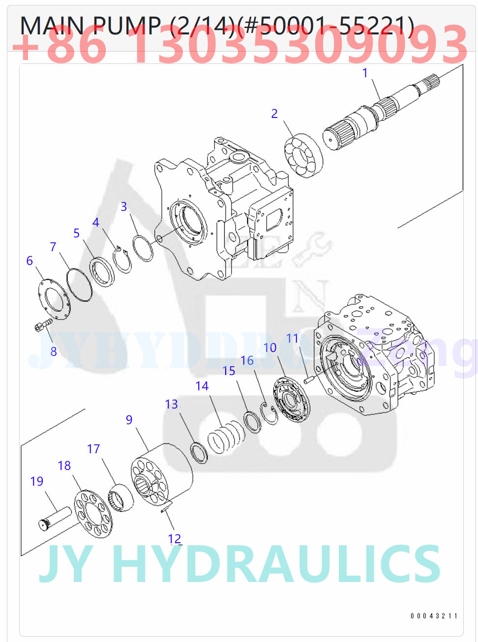 KOMATSU 708-2K-00110 708-2K-00111 708-2K-00112 708-2K-01112 708-2K-01113 708-2K-01114 HYDRAULIC PUMP ROTARY GROUP