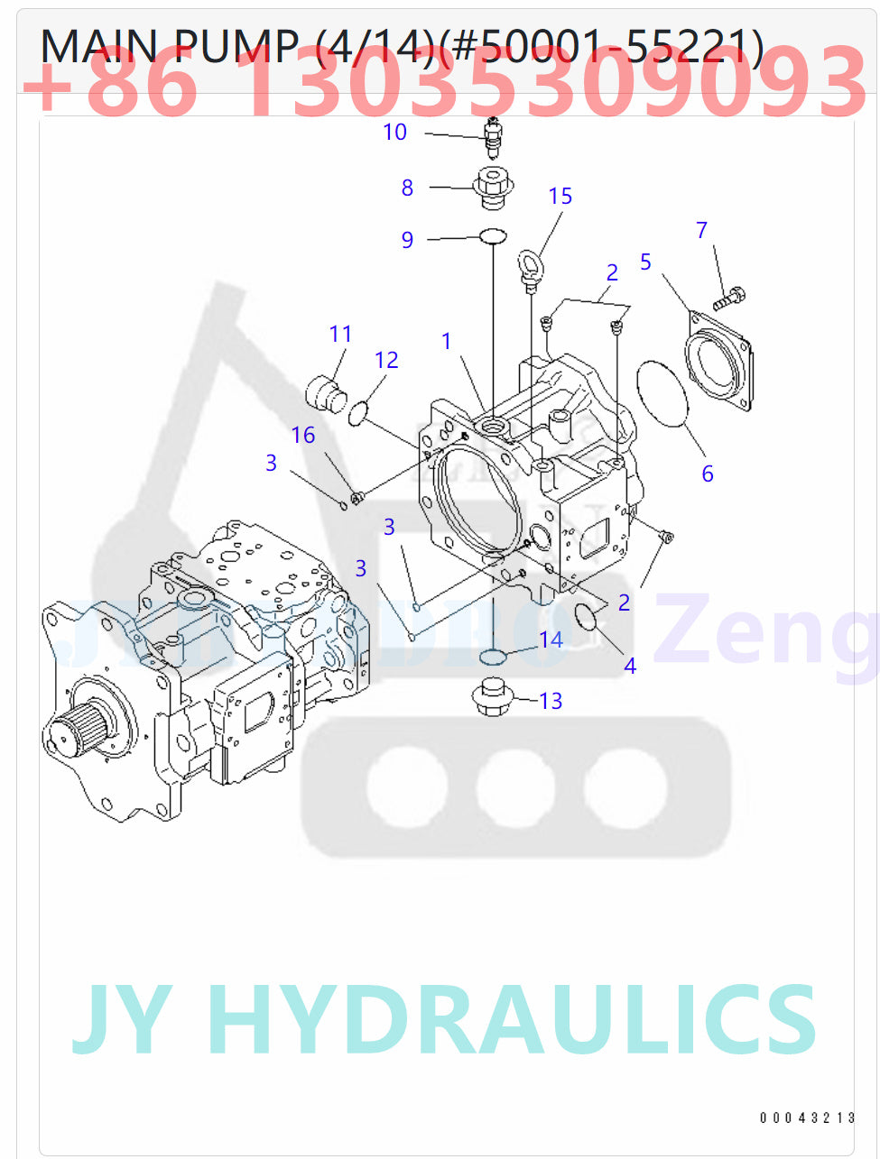 KOMATSU 708-2K-00110 708-2K-00111 708-2K-00112 708-2K-01112 708-2K-01113 708-2K-01114 HYDRAULIC PUMP ROTARY GROUP
