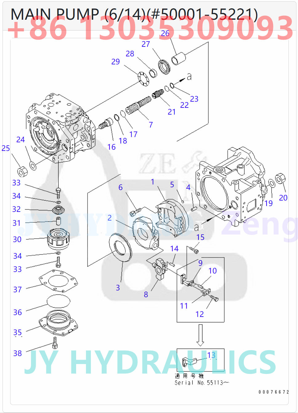 KOMATSU 708-2K-00110 708-2K-00111 708-2K-00112 708-2K-01112 708-2K-01113 708-2K-01114 HYDRAULIC PUMP ROTARY GROUP