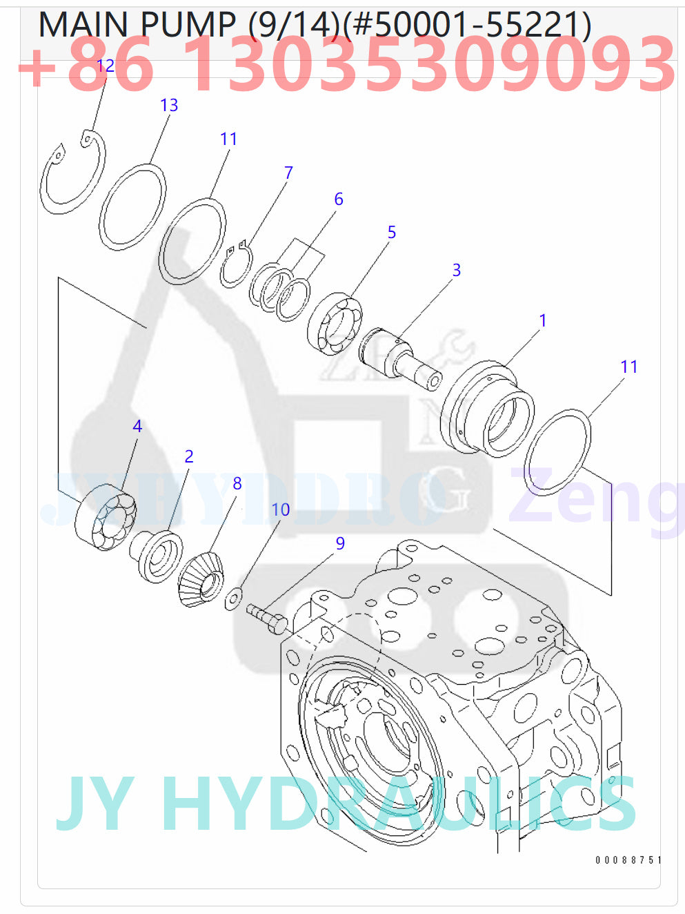 KOMATSU 708-2K-00110 708-2K-00111 708-2K-00112 708-2K-01112 708-2K-01113 708-2K-01114 HYDRAULIC PUMP ROTARY GROUP