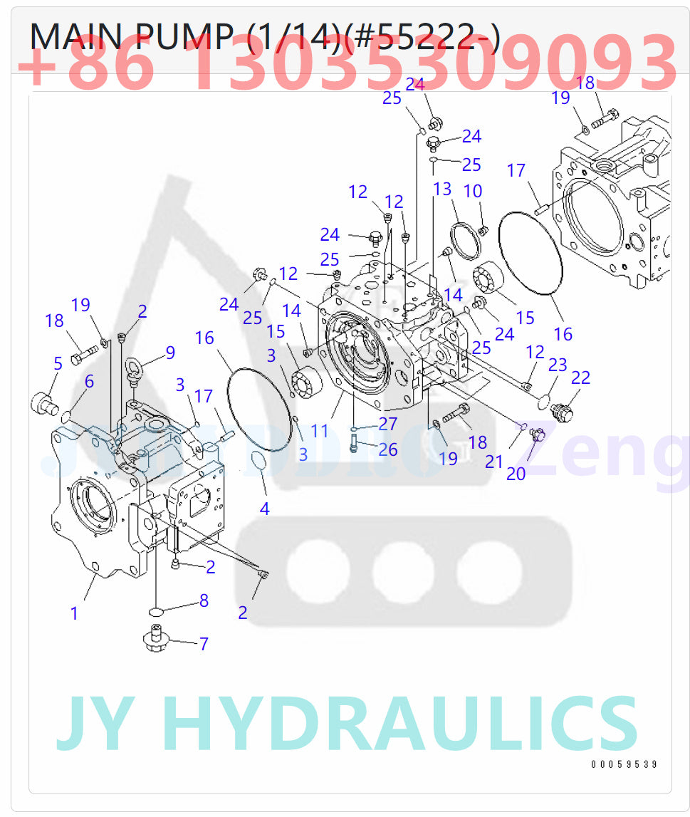 KOMATSU 708-2K-00113 708-2K-01115 HYDRAULIC PUMP ASSY PARTS