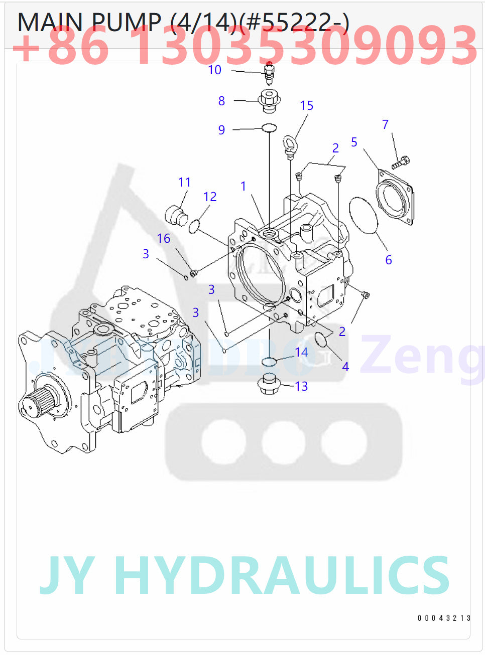 KOMATSU 708-2K-00113 708-2K-01115 HYDRAULIC PUMP ASSY ROTARY GROUP