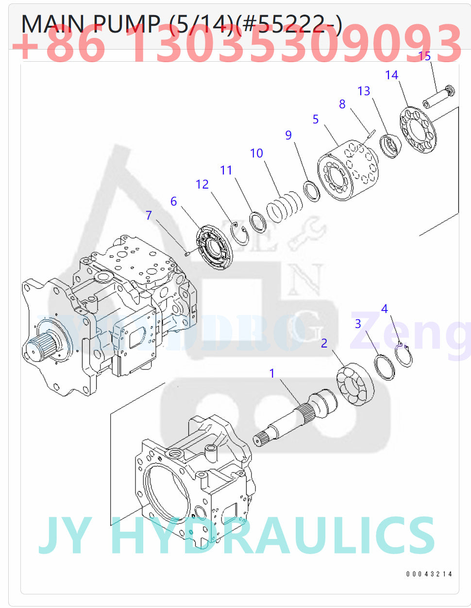 KOMATSU 708-2K-00113 708-2K-01115 HYDRAULIC PUMP ASSY ROTARY GROUP
