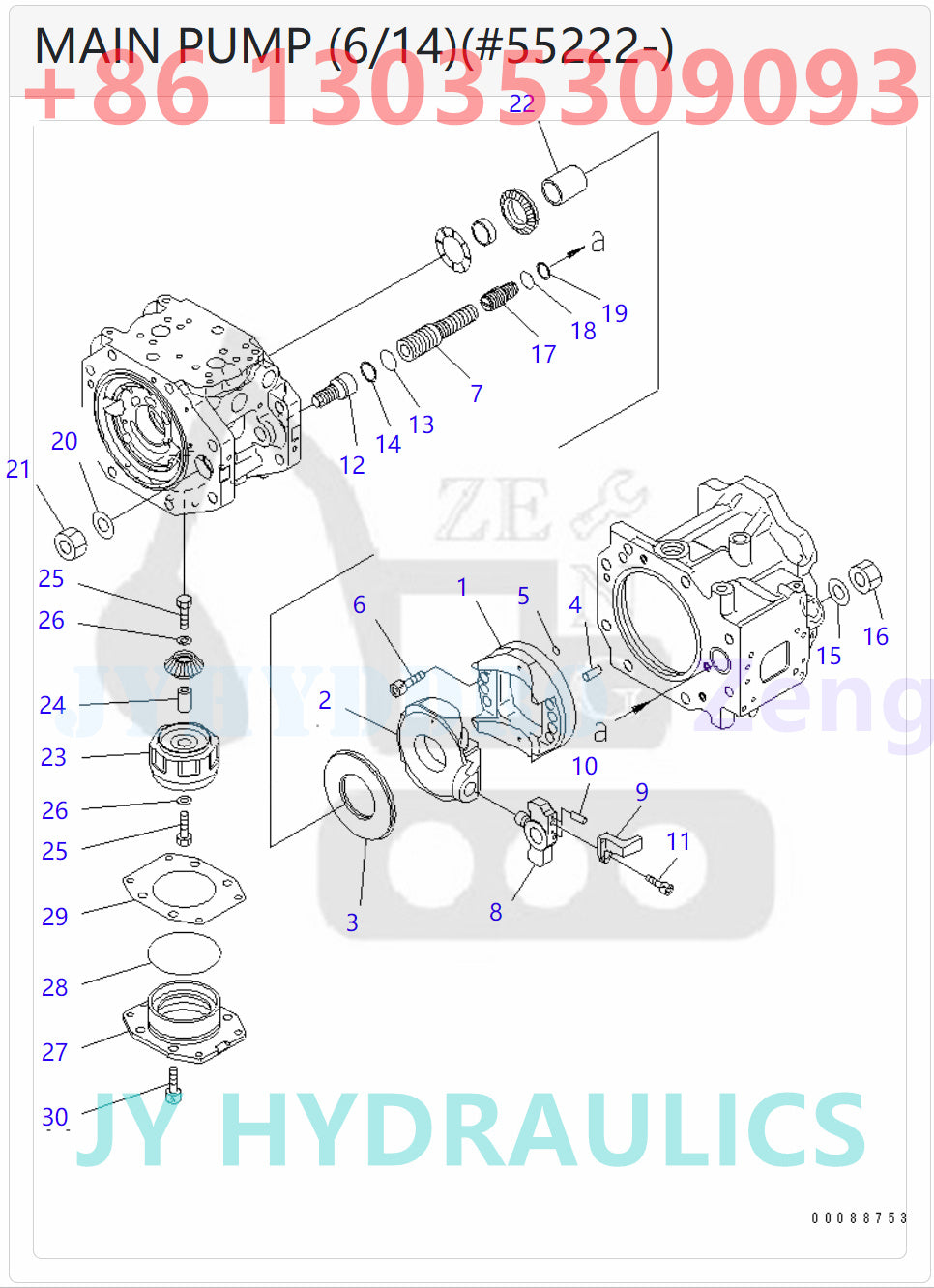 KOMATSU 708-2K-00113 708-2K-01115 HYDRAULIC PUMP ASSY ROTARY GROUP